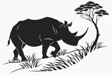 rhinoceros sihouette black vector