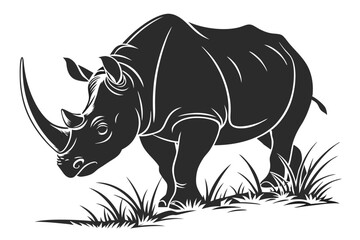 rhinoceros sihouette black vector
