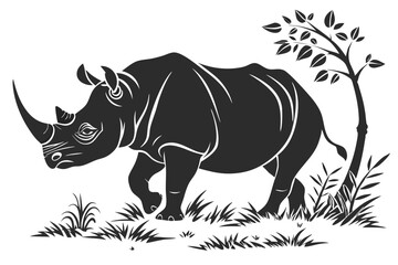 rhinoceros sihouette black vector