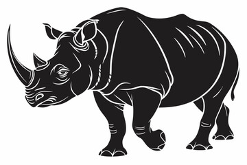 rhinoceros sihouette black vector