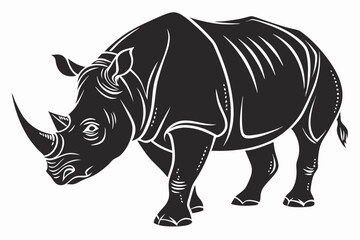 rhinoceros sihouette black vector