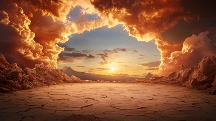 Stunning desert landscape at sunset with vibrant colors in the sky creating a breathtaking scene of natural beauty