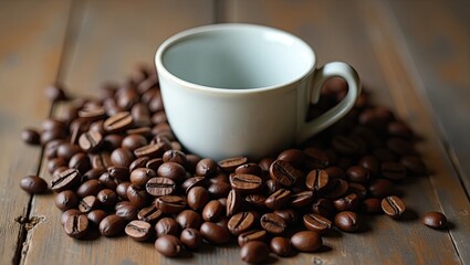 coffee beans and cup