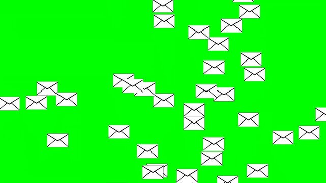 Animation Message envelope Icon Moving Up on Green Screen