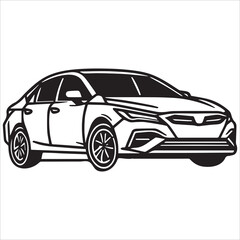 Obraz premium Minimalist Car Line Art Vector Illustration