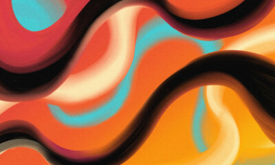 Abstract wavy flowing brushstroke background on a grain texture.