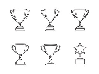 trophy cup clear vision simple line art version three