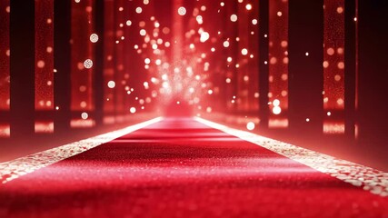 Elegant red carpet entrance with luxurious lighting in a vibrant celebration setting at night, Red carpet with light luxury design concept video background ing for live wallpaper