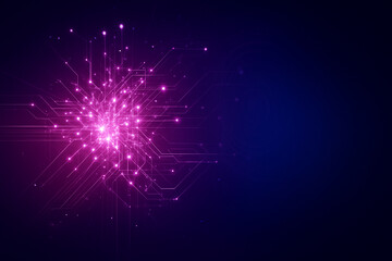 Fototapeta premium AI generated sci fi abstract illustration with radiant pink energy core and digital lines flowing outward representing data flow complexity futuristic network and technology power