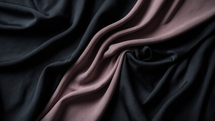 Obraz premium Elegant drape of silk fabric in pink and black creating a luxurious aesthetic