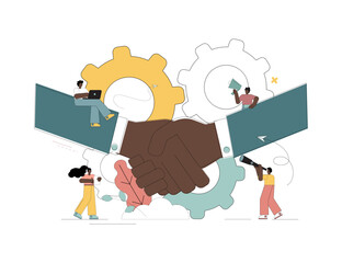 Conclusion of an agreement. Cooperation. Effective communication. Achieving the goal.eps