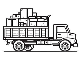 truck carrying clear vision simple line art version six