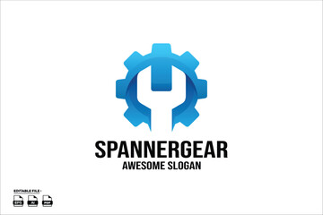 gear with spanner colorful Gradient Logo Design