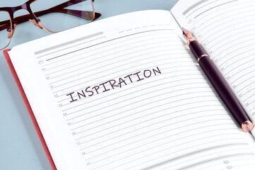 The INSPIRATION concept phrase. Business concept. A place to copy. Creative and smart thinking idea...