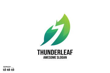 leaf with thunder colorful Gradient Logo Design
