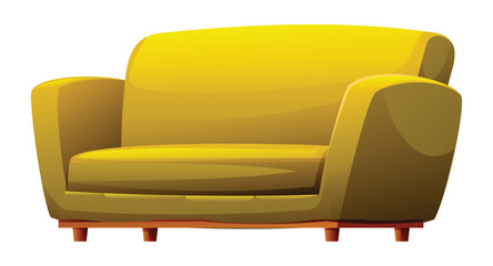 Cozy armchair sofa with wooden legs, perfect for a modern living room. Vector cartoon illustration