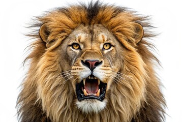 A lion with a big mouth and long hair