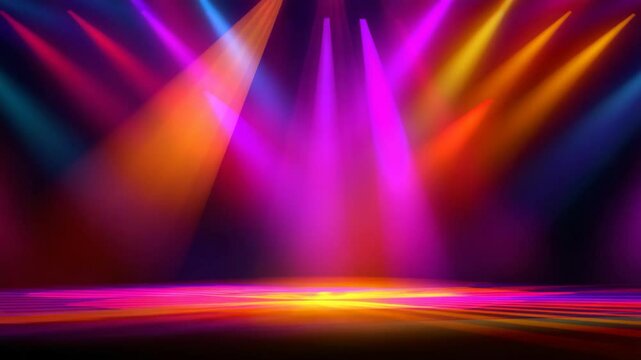 spotlights orange  pink bright tone color shine on stage, blank empty with nobody , abstract background 