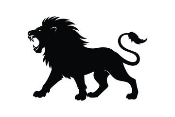 Silhouette design illustration of a lion roaring.eps