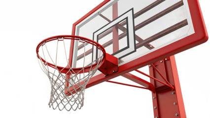 Red basketball hoop isolated on a white background PNG. AI GENERATED