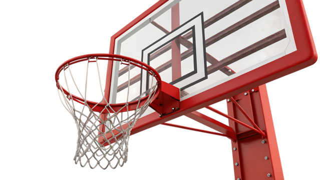 Red basketball hoop isolated on a white background PNG. AI GENERATED