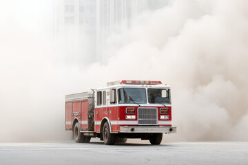 fire truck extinguishing barricade protecting nearby buildings from spreading flames