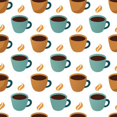 Coffee cups seamless pattern