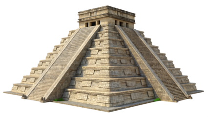Mayan pyramid model isolated on a white background PNG. AI GENERATED