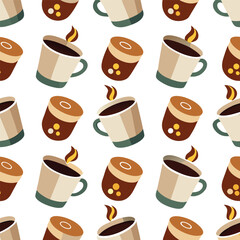 Coffee cups seamless pattern
