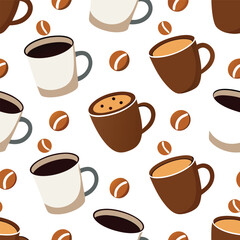 Obraz premium Coffee cups seamless pattern