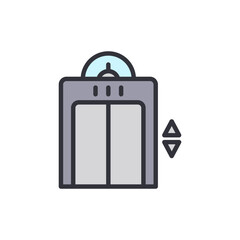 Modern Elevator Cabin Icon With Up And Down Directional Arrows