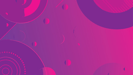 Abstract purple and pink gradient background with circles and geometric shapes overlay design