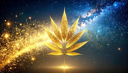 砂金と星と笹の葉、七夕を感じさせる幻想的な背景画像