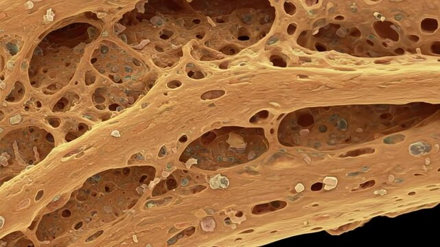 Microscopic view of organic material with complex structure