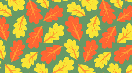 Seamless autumn foliage pattern in warm colors. Great for fabric, stationery, web backgrounds, and seasonal invitations.