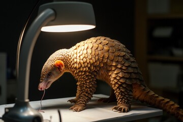 Obraz premium Pangolin in a Laboratory Setting