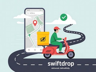 SwiftDrop Delivery App: Courier on Scooter with GPS Tracking