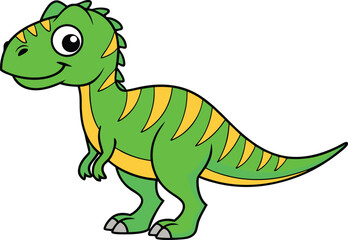 Cute green cartoon dinosaur illustration