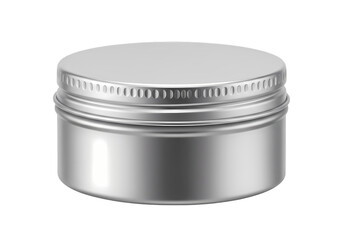Silver Metal Tin Container: Perfect for Cosmetics or Crafts on white background