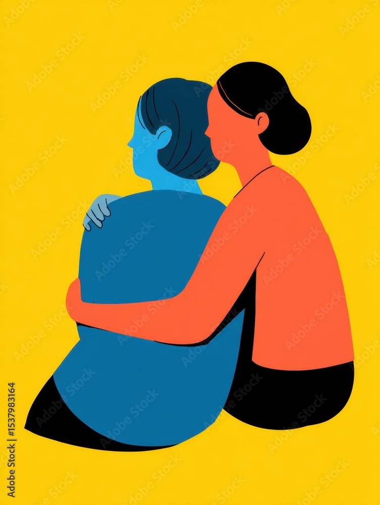 Poster supporting a friend during treatment with understanding and compassion in a vibrant, colorful settin