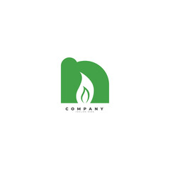 Green Nature Logo with Letter N and Leaf Symbol