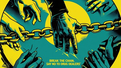 Break the Chain Say No to Drug Dealers - Powerful Anti-Drug Abuse Illustration