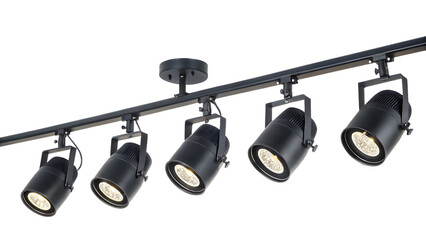 Light black track lighting fixture isolated on a white background PNG. AI GENERATED
