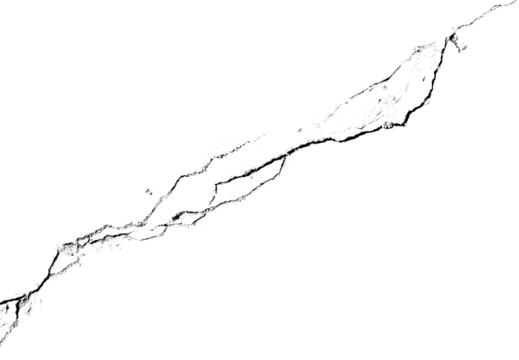One big crack isolated transparent background png macro