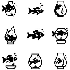 A pack of optimistic fish silhouettes including kuhli loaches art design
