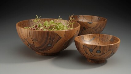 Fototapeta premium Elegant Wooden Bowls for Home Decor and Serving