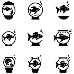 A set of fish silhouettes specifically for seafood restaurant menu design