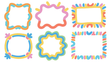 Playful Hand Drawn Frames with Whimsical Designs and Vibrant Colors for Creative Projects and Invitations, Templates, Decorative Borders