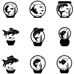 A collection of nano-tank species silhouettes for small aquarium lovers