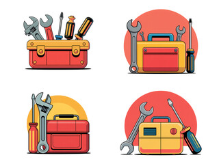 Mechanic Tools Set – Wrench, Screwdriver, Repair Equipment Vector Illustration